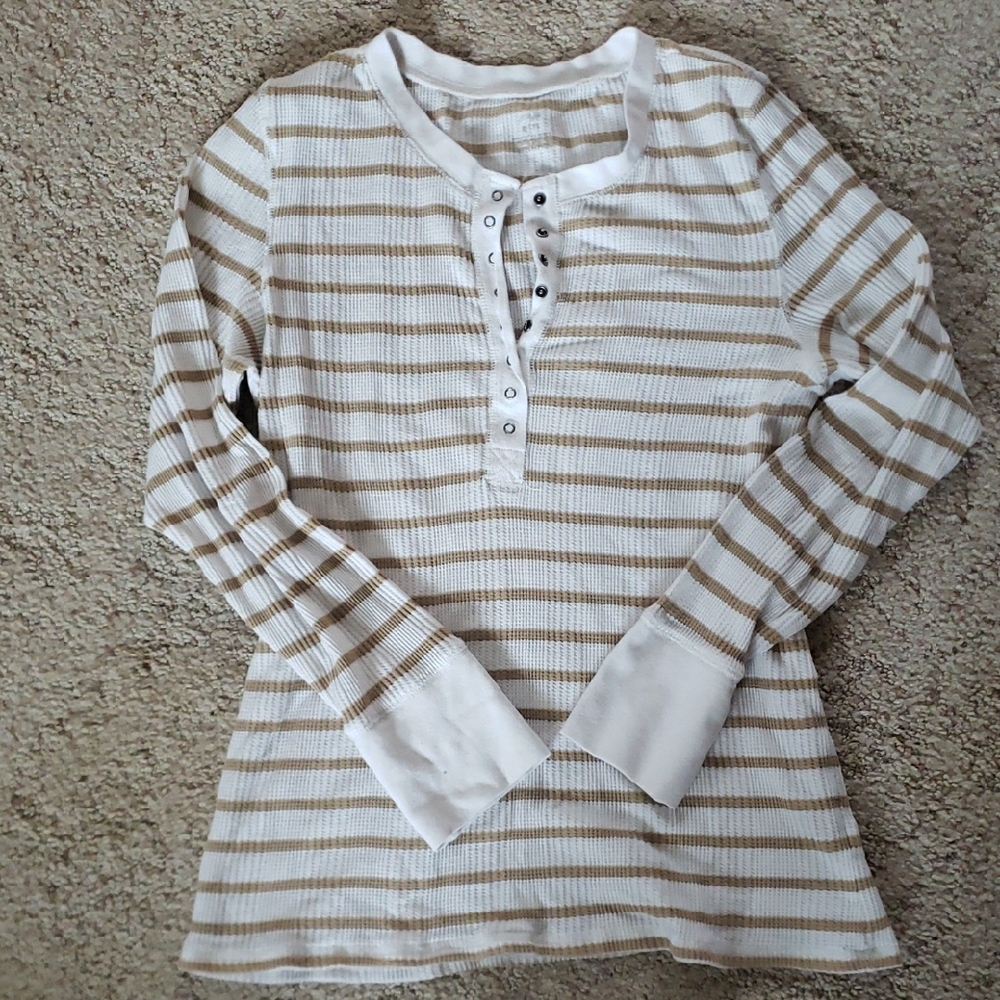 Aerie Striped Long Sleeve Henley Top